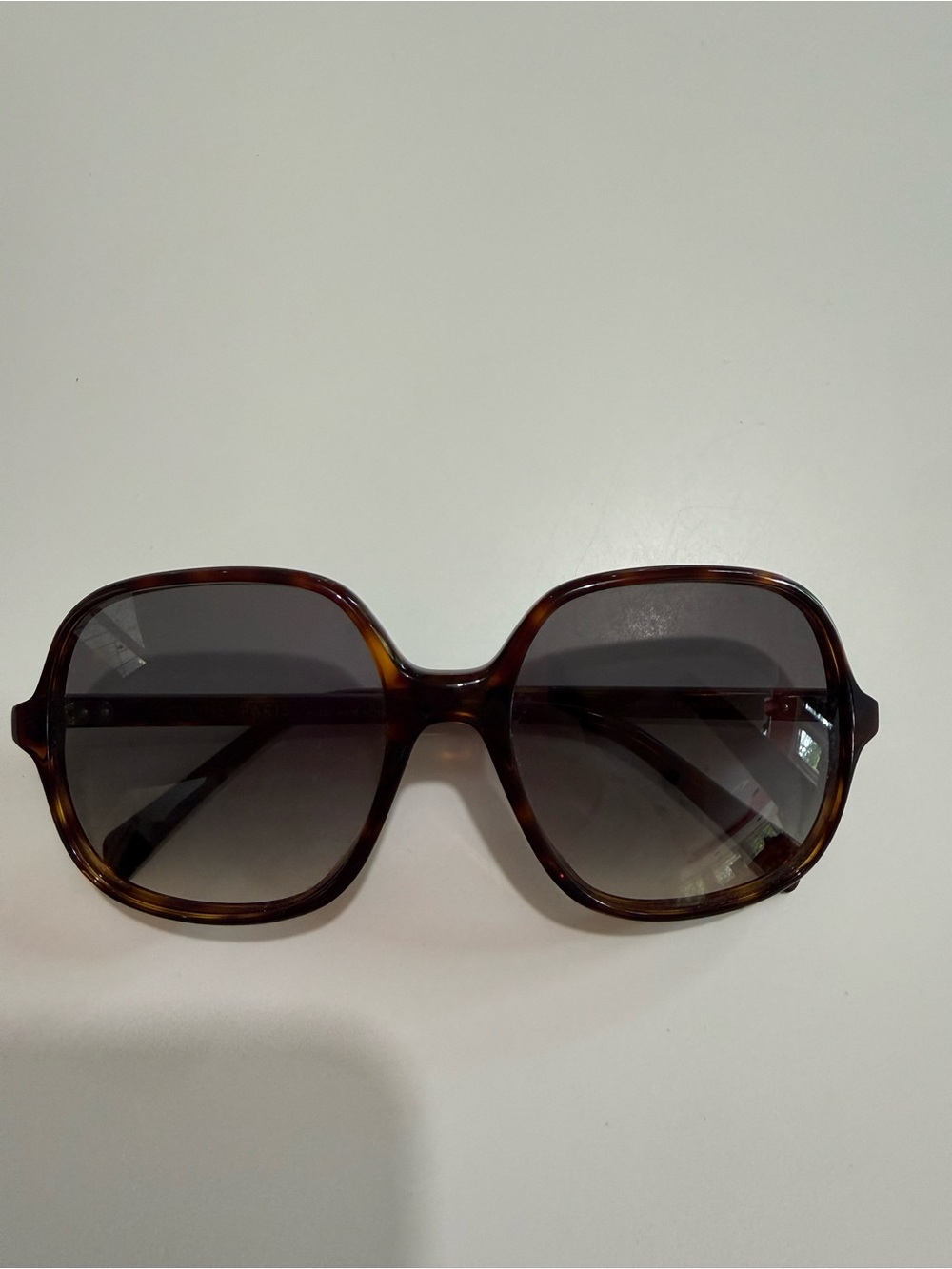 Celine Oversized Tortoiseshell Sunglasses with Gradient Gray Lenses